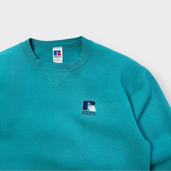 Vtg 90s Russell Athletic Logo Crewneck Sweatshirt, Soft 50/50, V Stitch, USA M - Picture 2 of 6